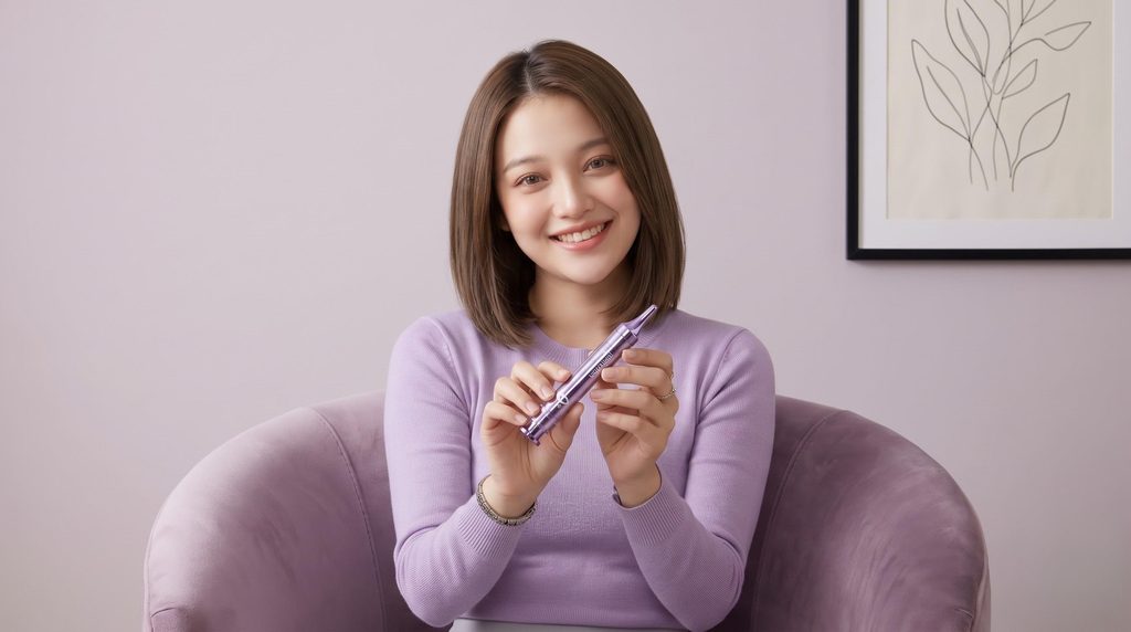 numbuzin 9番アイクリームを両手に持って紹介する女性