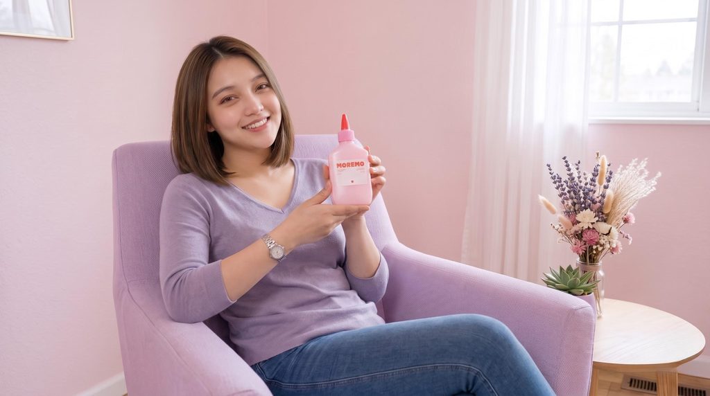 moremoウォータートリートメントミラクル10を手に持つ女性